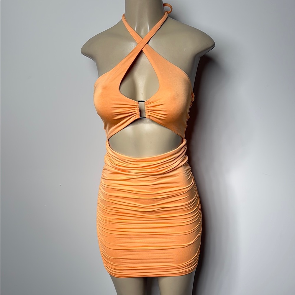 Streetwear Society Orange Halter Bodycon Dress